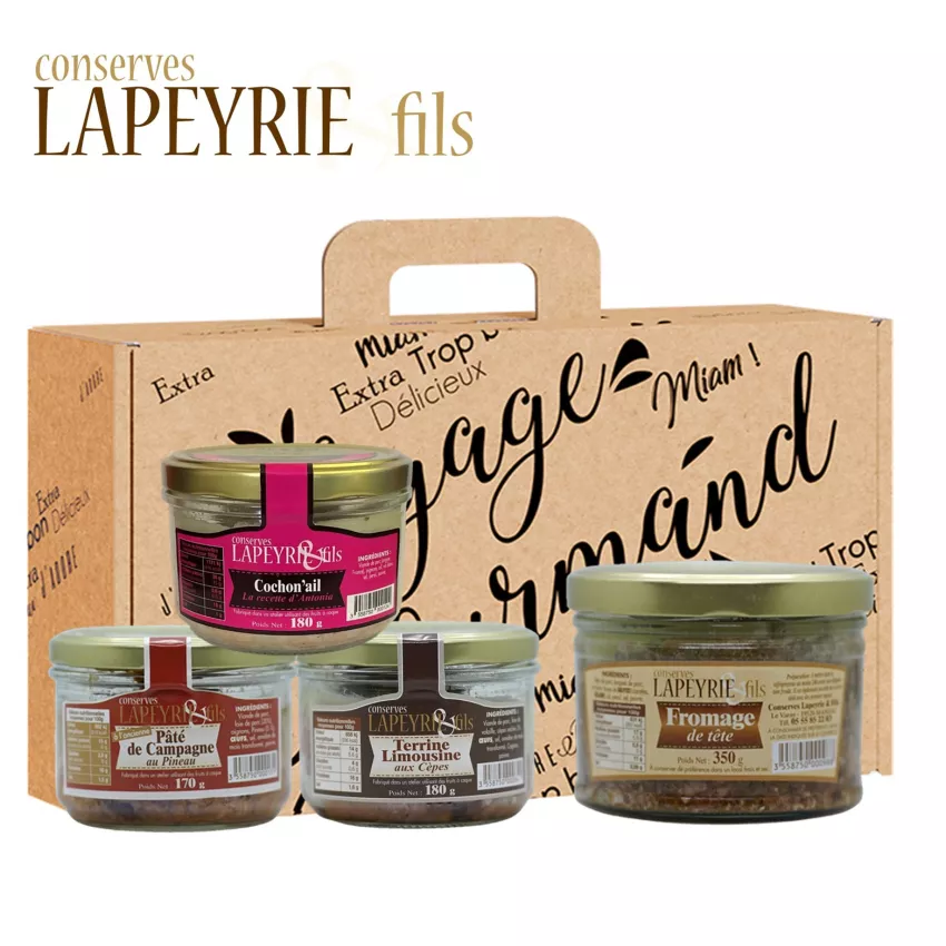 coffret cochonnaille composé de 4 spécialités à base de porc