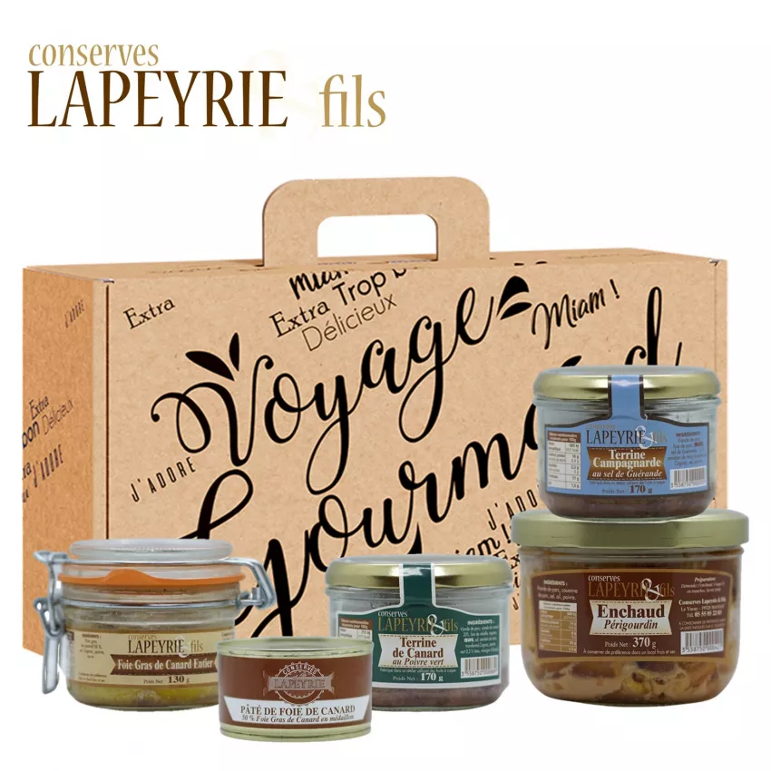 Coffret du gastronome colis composé de terrines et spécialités gastronomiques;