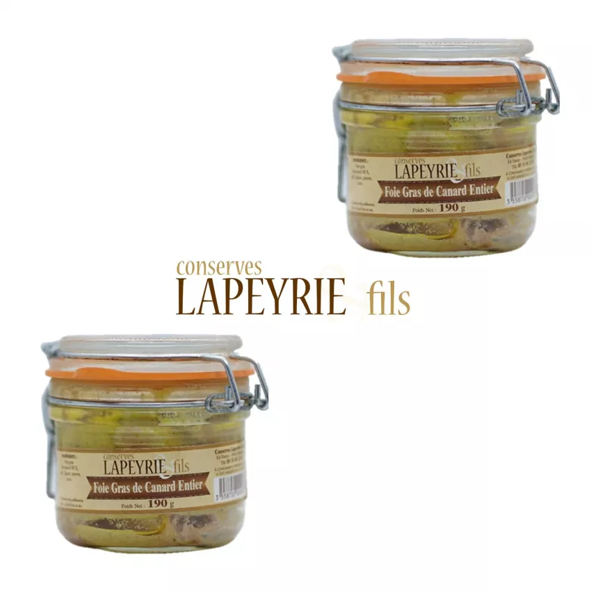 Lot de 2 foie gras artisanaux du Sud -Ouest en bocaux de 180 g