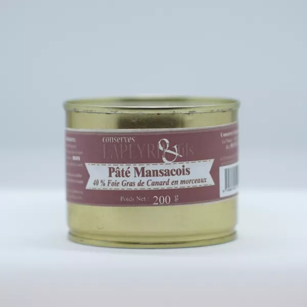 Pâté au foie gras de canard en morceaux en boite de 200 g.