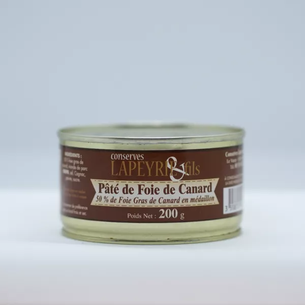 Pâté au foie gras de canard entier en médaillon en boîte