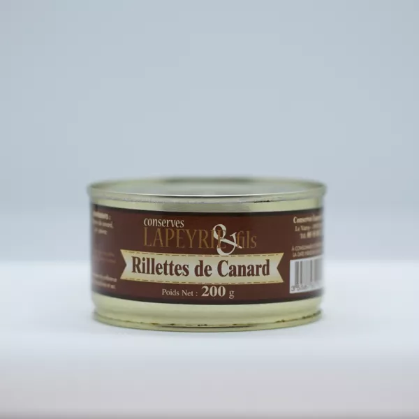 Rillettes 100 % Canard en conserve de  200 g.