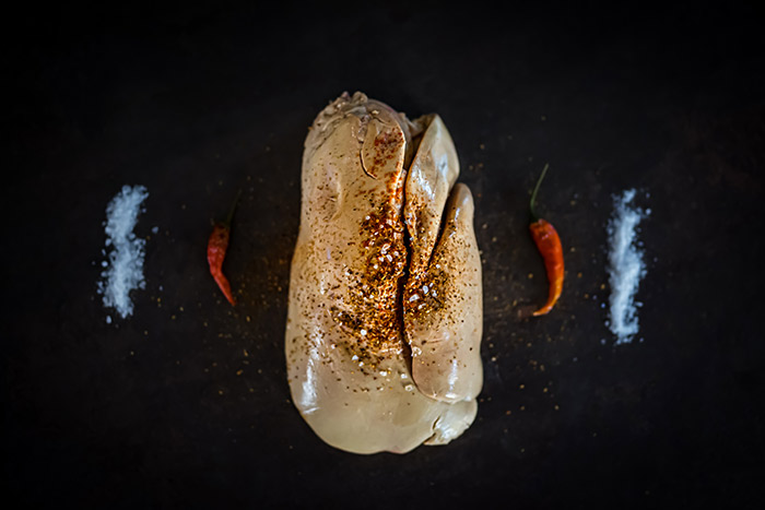 Foie gras soigneusement sélectionnés.
